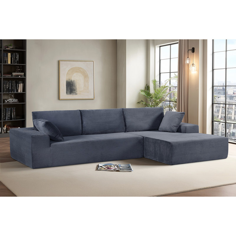 Canapé modulaire convertible en velours côtelé CozyForm, canapé confortable moderne avec rembourrage en mousse, canapé-lit modulaire confortable pour le salon, la chambre à coucher, aucun assemblage requis, faisant face à la droite