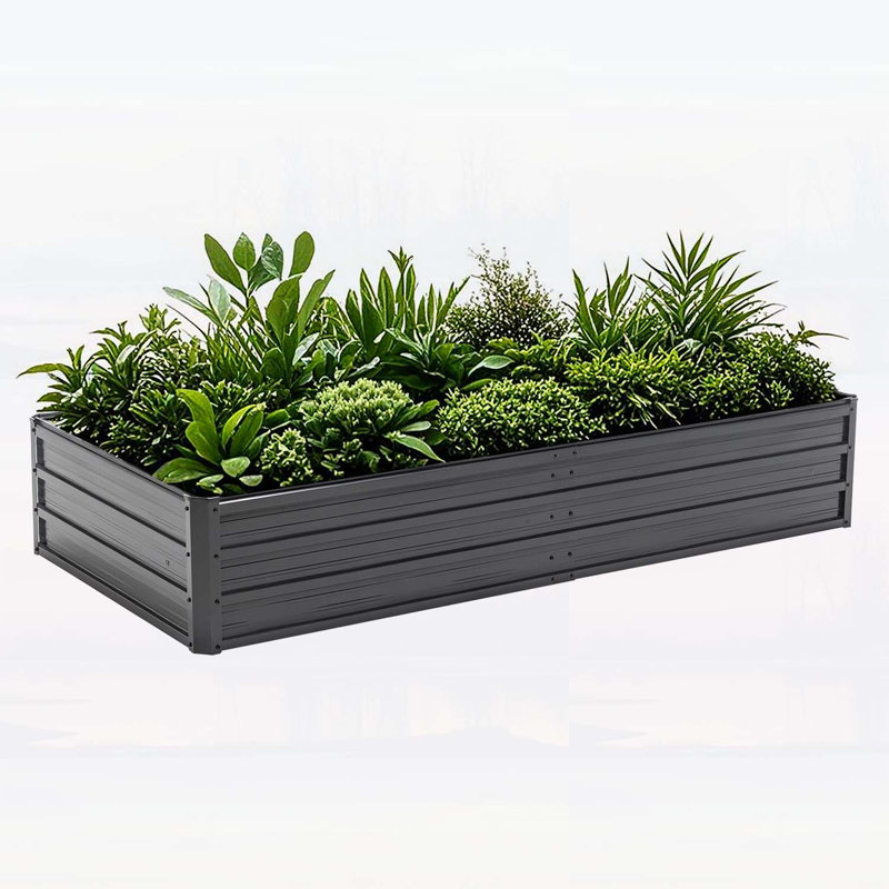 Raised Garden Bed Kit, Ergonomic Height No Bending Metal Planter Box, Open-Ended Base for Drainage – Easy Assembly, Black