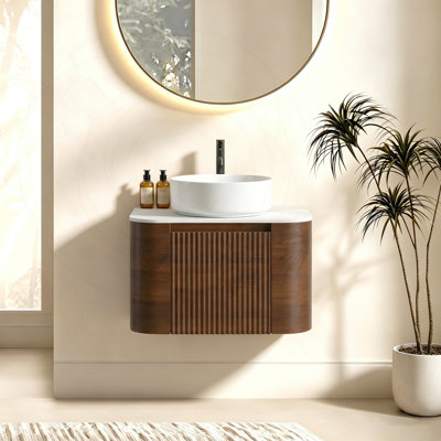 Meuble-lavabo 24 po avec lavabo en céramique blanc et porte-serviettes