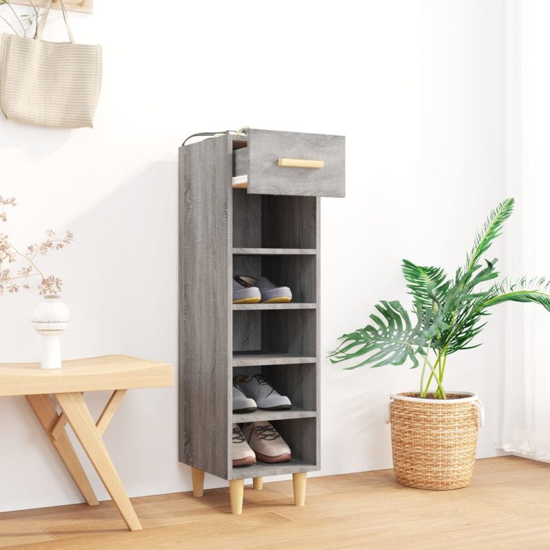  Armoire à chaussures en bois d'ingénierie, Sonoma gris