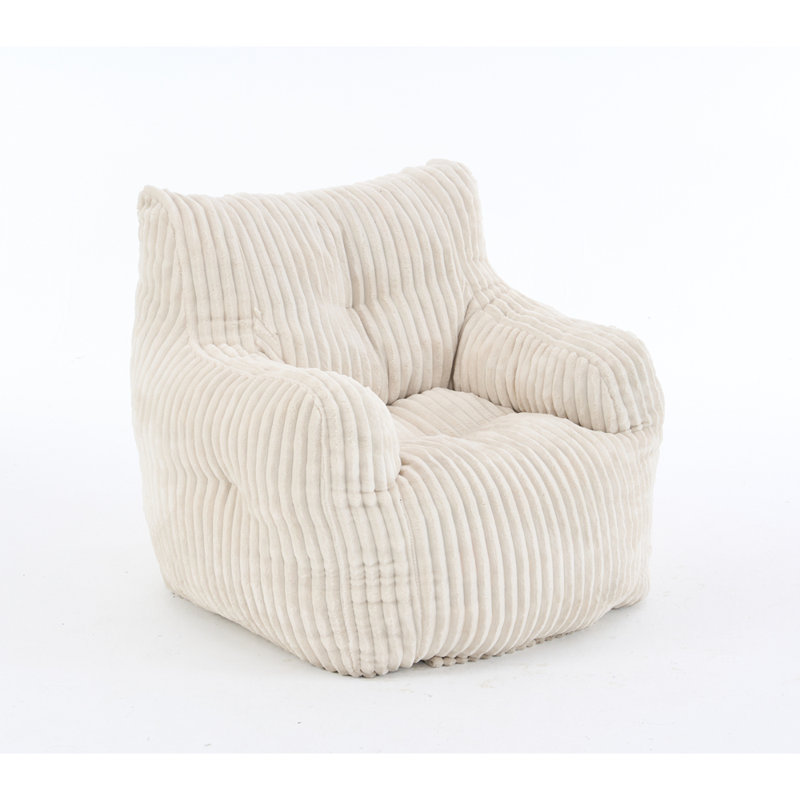 Fauteuil à billes en velours côtelé doux et moelleux rempli d'éponge à mémoire de forme, Velours côtelé beige