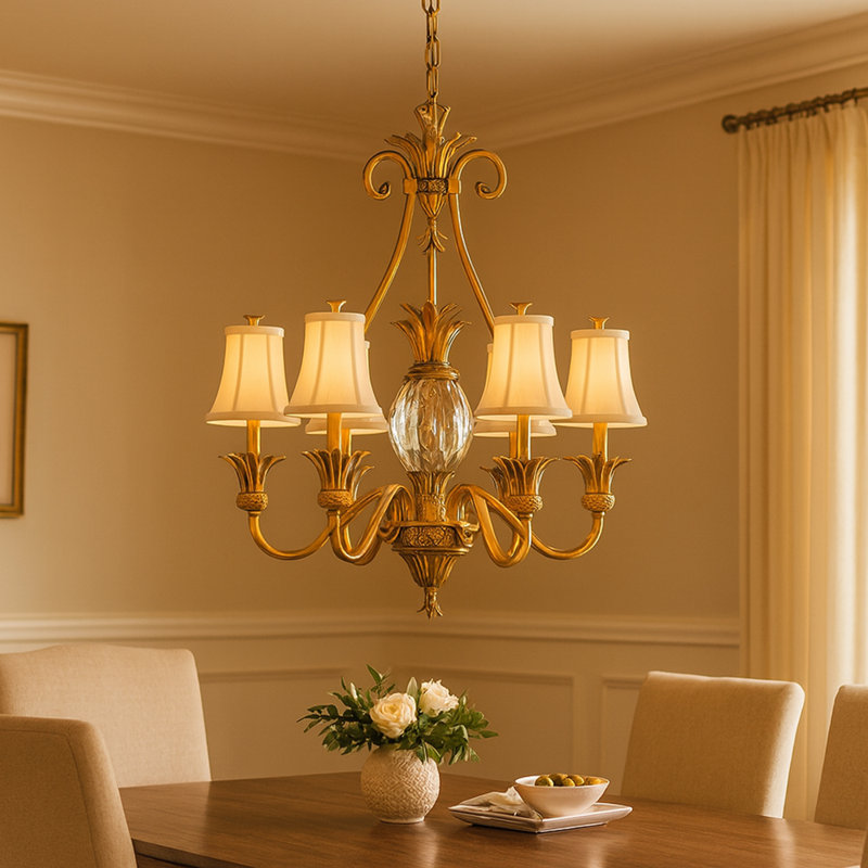 Plantation 7-Light Pineapple Chandelier, Burnished Brass