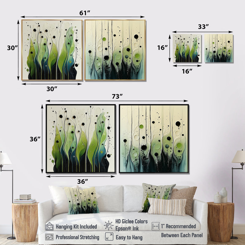 «Dreams I» - art mural moderne pour salon 2 pièces, H 36 po x l 73 po, Impression sans cadre, Ne s’applique pas