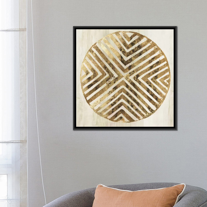 «African Lines II», impression sur toile, H 12 po x l 12 po x P 1,5 po, Toile avec cadre doré, Pas de tapis