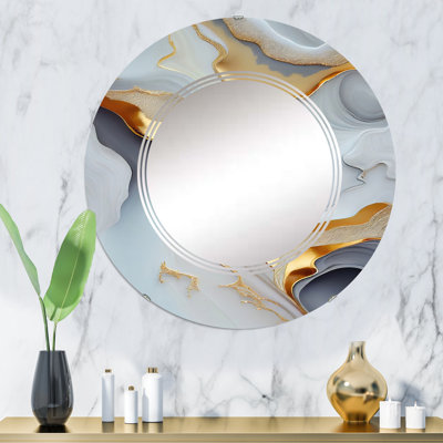 Miroir mural moderne Qun blanc et doré à motif abstrait Qun