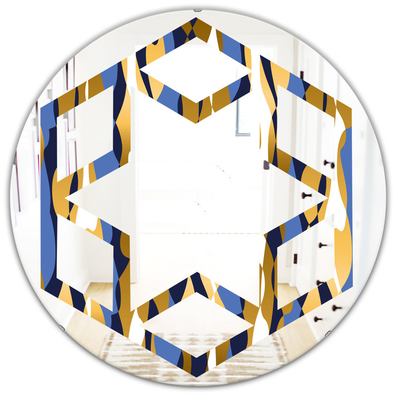 Miroir mural sans cadre contemporain à l’étoile de luxe, H 31,5 po x l po