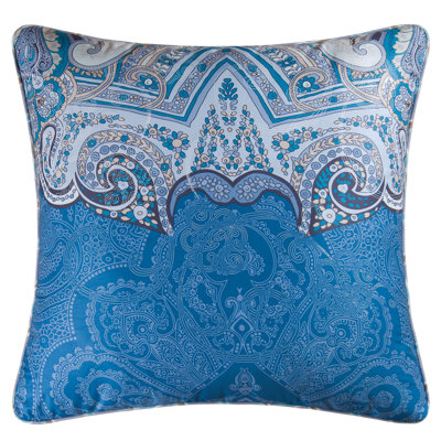 Daphne Blue Damask Cotton Euro Sham