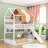 Full Over Full Wood House Bed With Slide, Canopy And Shelves-1761180420