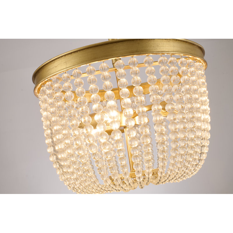 Coastal 3-Light Glass Bead Flush Mount , Gold