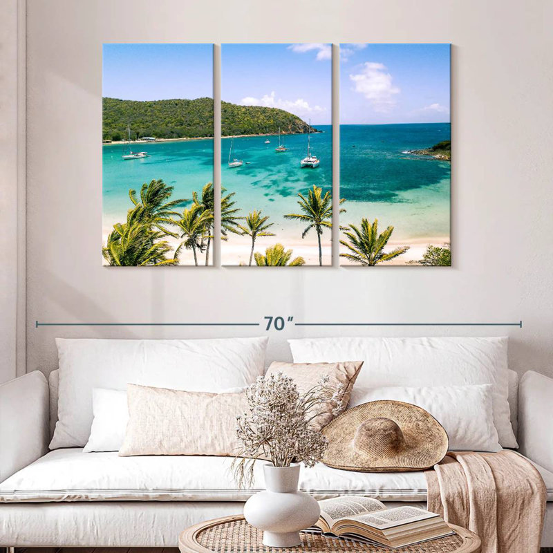 Gillard, plage idyllique des Caraïbes, H 32 po x l 50 po