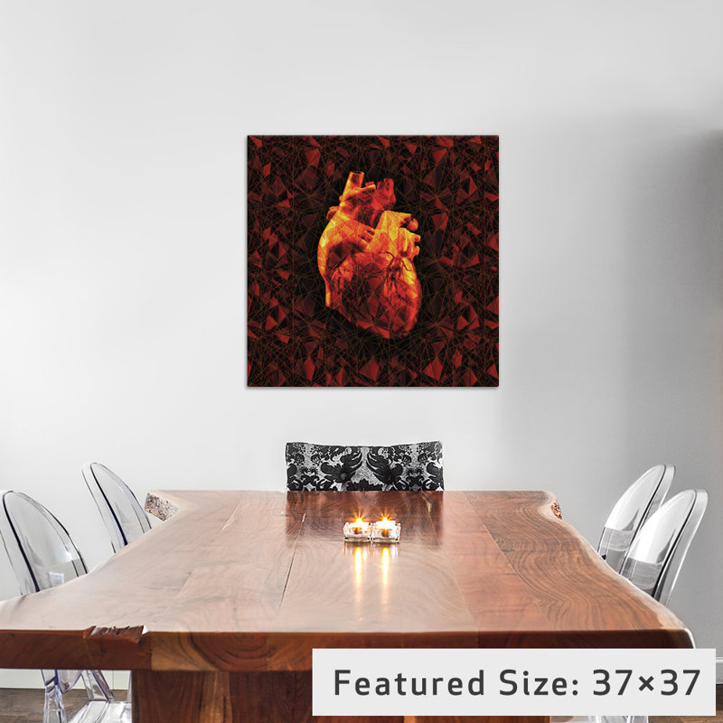 « geometric cardiaque », impression sur toile tendue, H 18 po x l 18 po x P 1,5 po