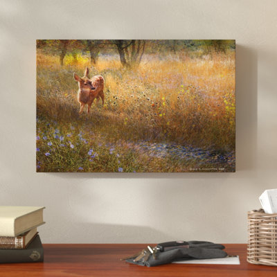 Flowered Meadow Fawn by Chris Vest - Wrapped Canvas Print