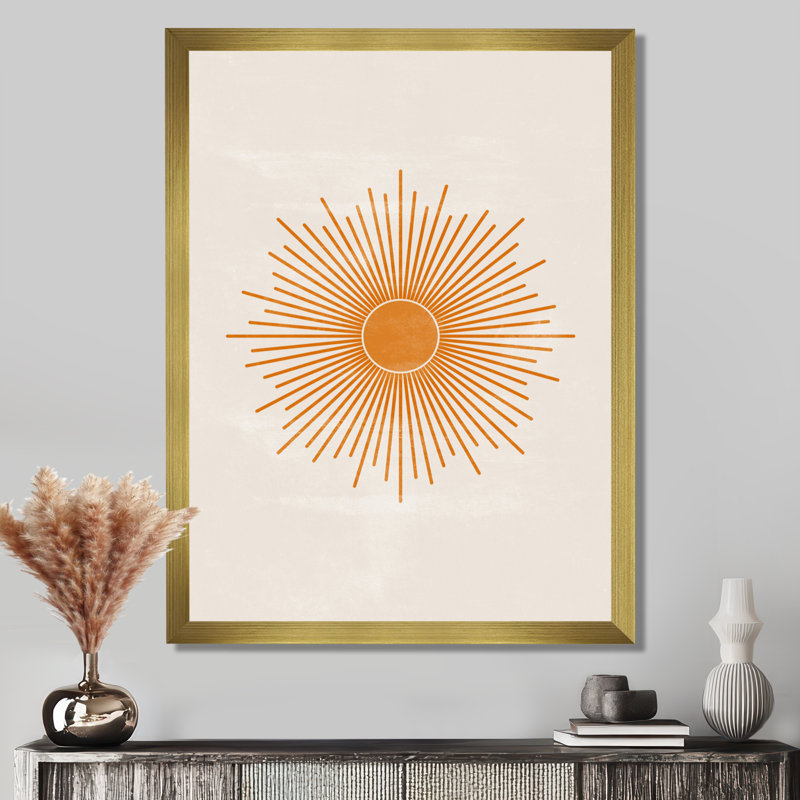 Soleil, art mural sur toile, impression graphique minimaliste orange - Orange Sun Print II, H 44 po x l 34 po, Avec cadre