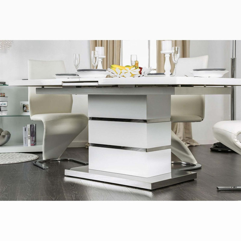 Table de salle à manger extensible Annjelica, Blanc