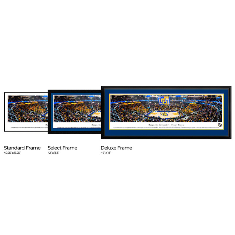 NCAA Marquette Basketball Panoramic Print, Black Floater Framed, 18" H x 44" W x 0.88" D