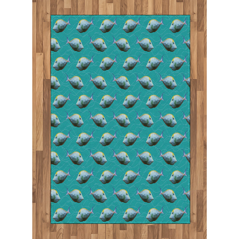 Teal High Density Long Fiber Poly Threads Decorative Area Rug Carpet, Rectangle 4' x 5'8"