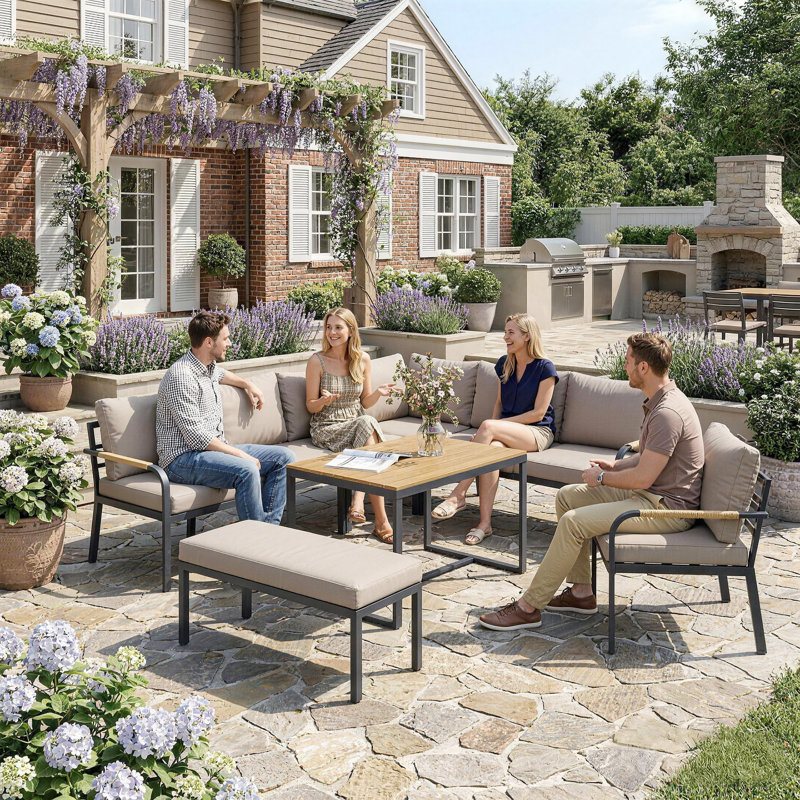 Rattan Sofa Set, Beige