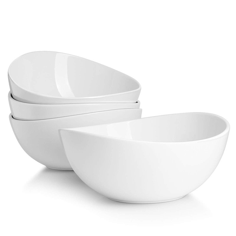 White Ceramic Microwave Safe Serving Bowls Set of 4