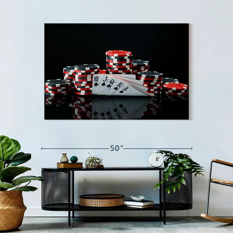 Poker sur toile, H 32 po x l 48 po x P 1,25 po