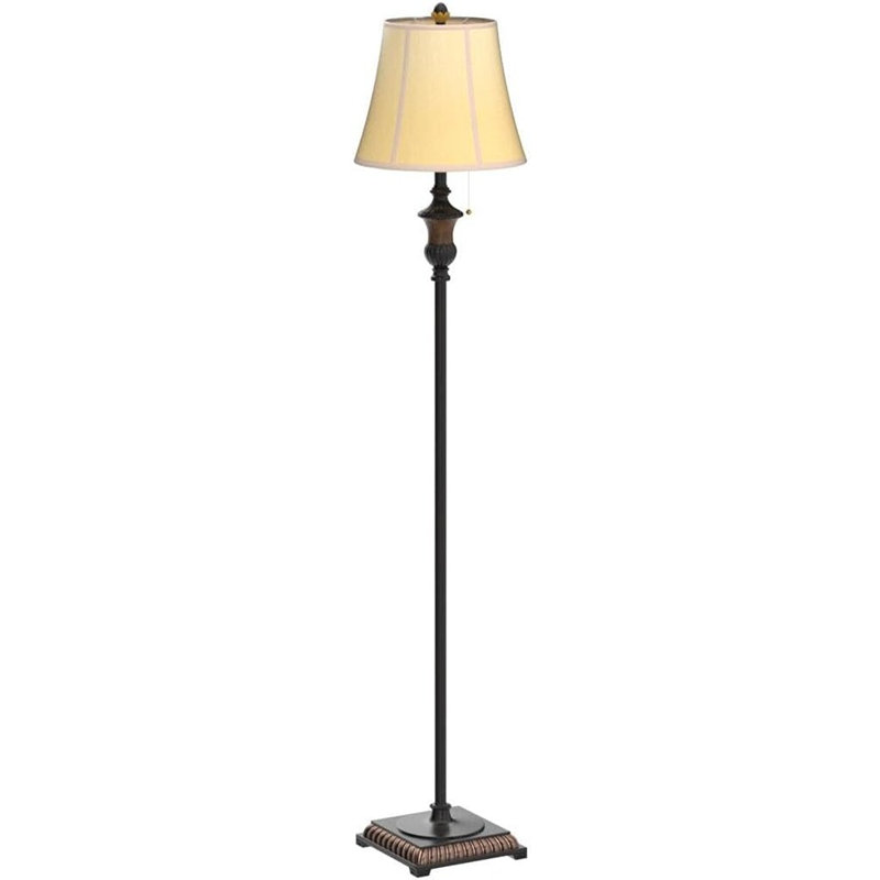 Sophia 63 in. Traditional LED Energy Efficient Floor Lamp with Beige Fabric Shade