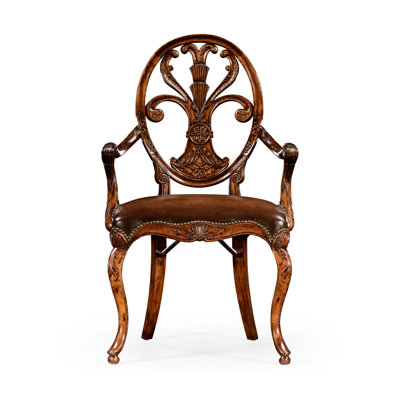 Windsor 20'' H Upholstered Walnut Armchair