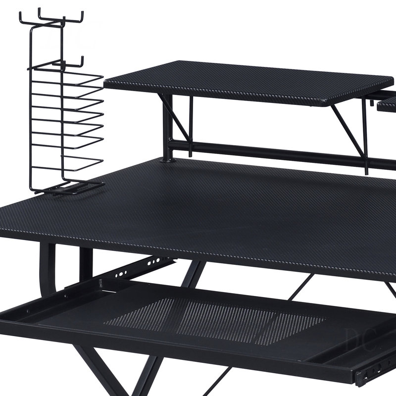 Black Computer Desk With Keyboard Tray