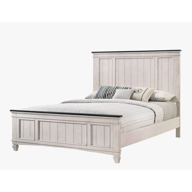 1pièce lit à panneau de style rustique avec pied de lit intégré, Brun / beige, Grand