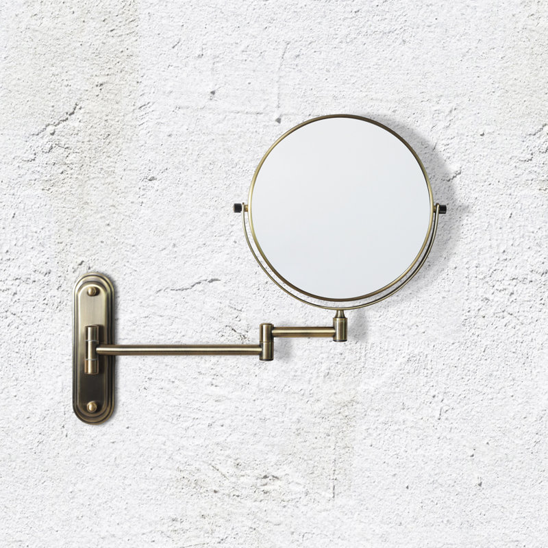 Afraz Taylor Reversible 5X Magnifying Wall Mirror - Chrome, Aged Brass