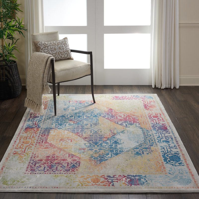 Tapis ivoire traditionnel Raymond Bohemian, Rectangle 5 pi 3 po x 7 pi 6 po
