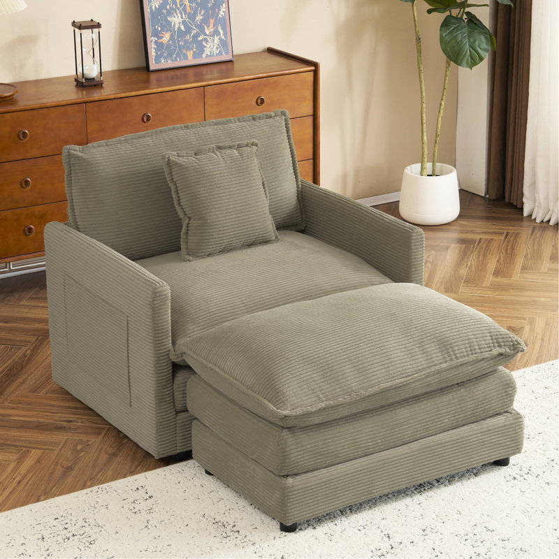 41,3 po. Velours côtelé brun modulaire avec espaces latéraux, canapé de siège mobile et confortable pour le rangement du salon, coussins luxueux