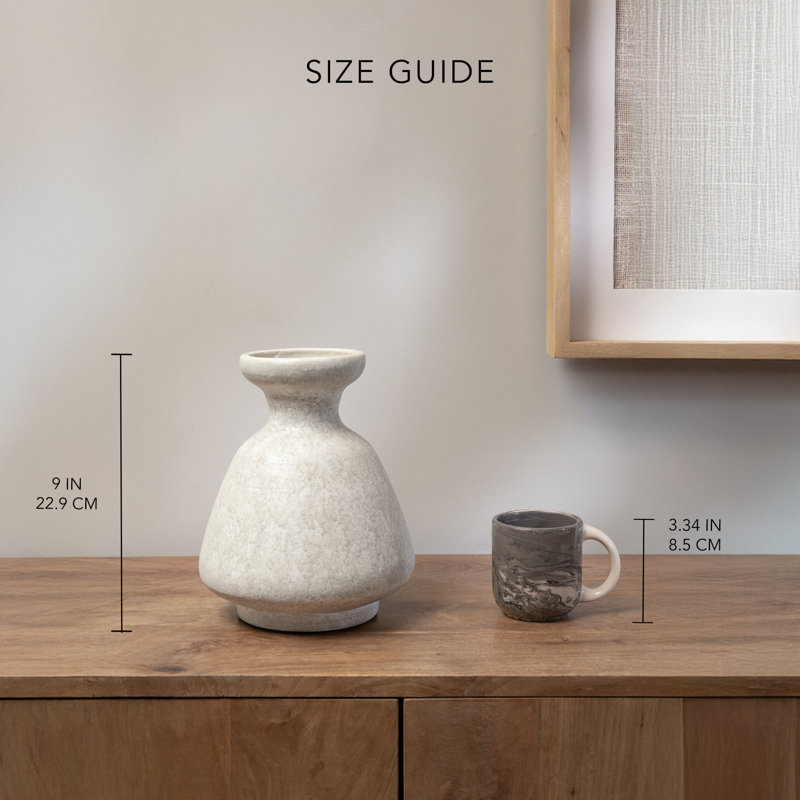 Solace Terracotta Decorative Vase – Matte White Modern Vase for Living Room, Console Table & Shelf Décor