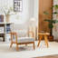 Chaise d'appoint Mid-Century moderne en bois d'hévéa avec coussin lombaire-1960672676-1960672672