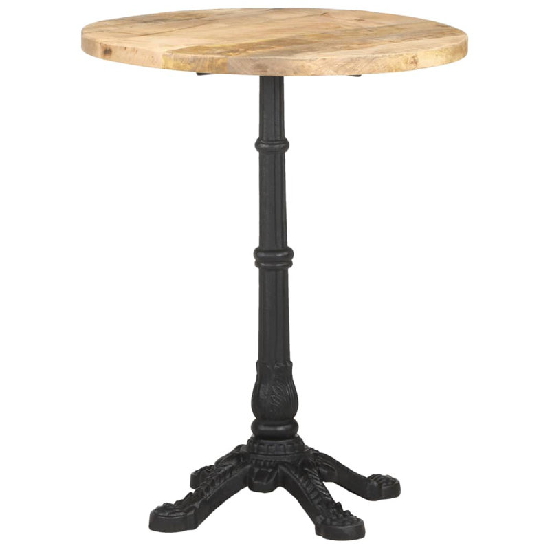 Gottschalk Acacia Round Solid Wood Top Metal Base Dining Table, Natural