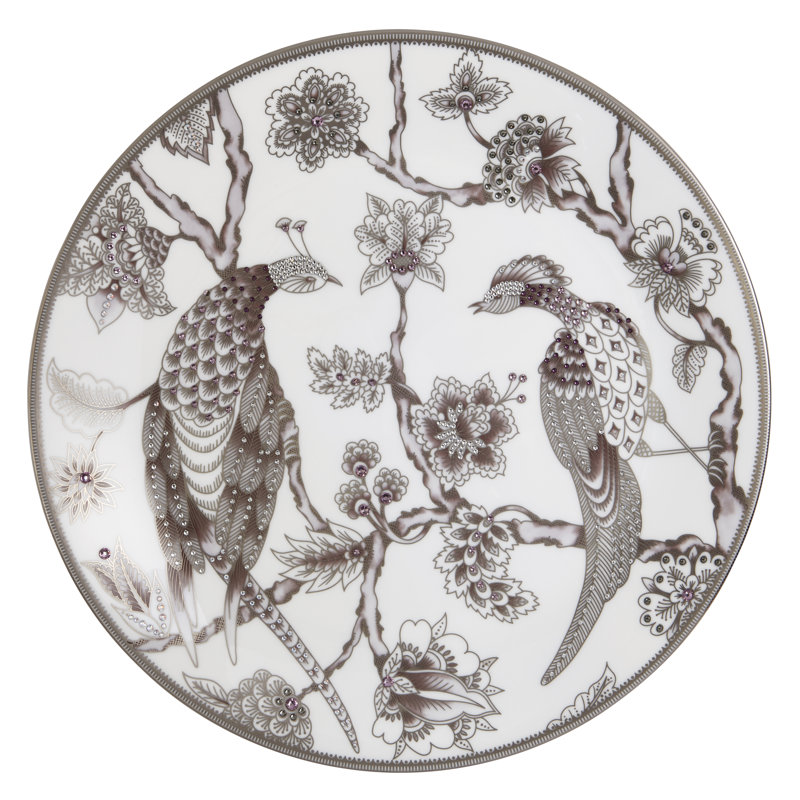Assiette décorative en porcelaine Pavo, Platine