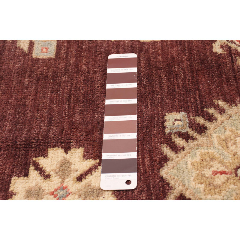 Tapis unique en laine noué à la main brun foncé / crème / rouge nouvel âge 7 pi 9 po x 9 pi 1 po Betteridge