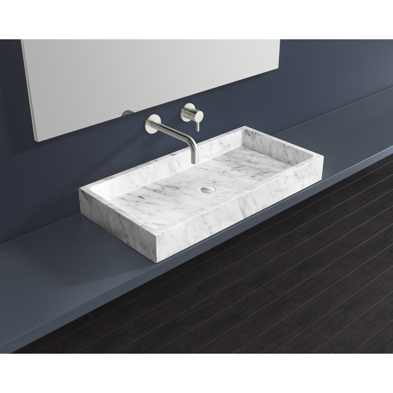 Badeloft Polymarble 15.7'' Stone Rectangular Bathroom Sink, White