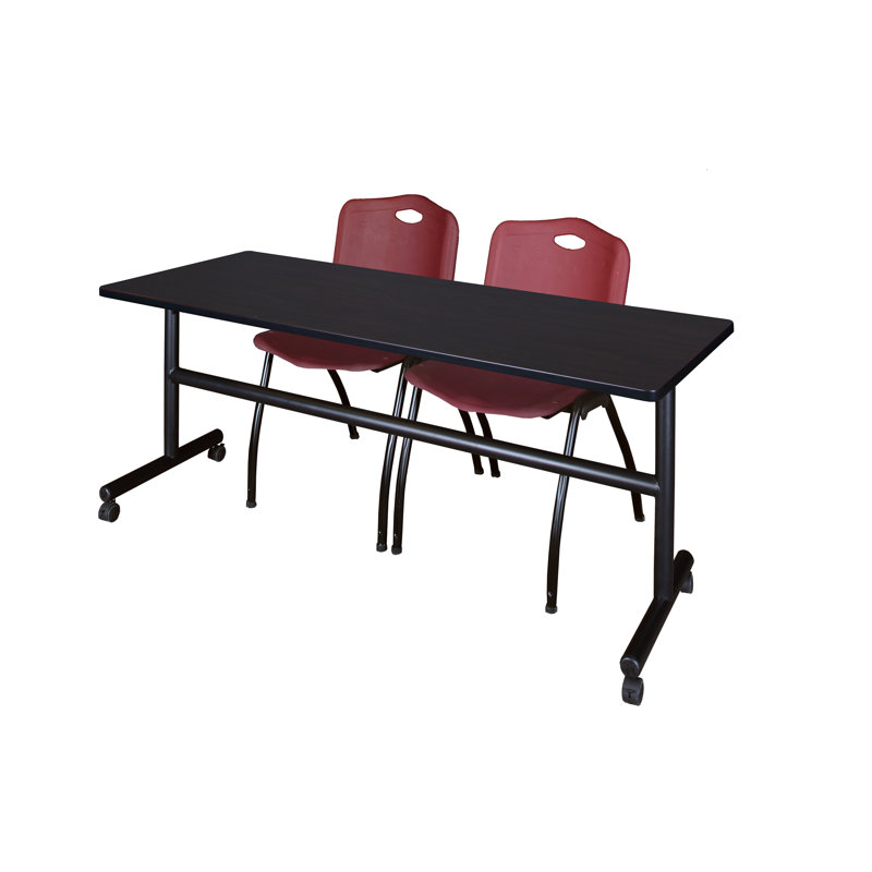 Table de nidification Nickls, 2 chaises empilables, H 29 po x l 72 po x P 24 po, Cerise / Gris