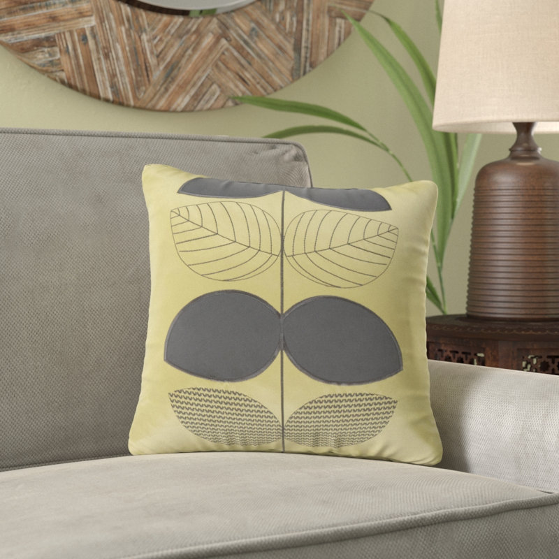 Embroidered Scandi Leaf Cushion Cover