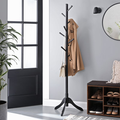 Kiann Solid Wood Freestanding 8 - Hook Coat Rack