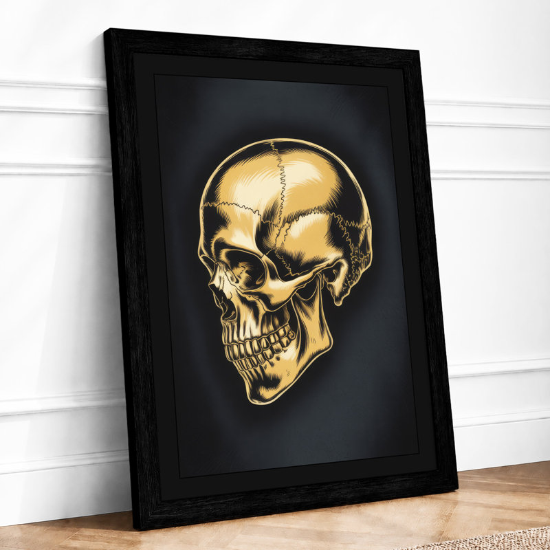 Gilded Skull Industrial - Framed Print, A3 - 42.0 x 29.7 cm, Black