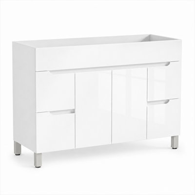 Meuble-lavabo simple moderne de 122 cm (48 po) au fini lustré, lavabo non incluse.