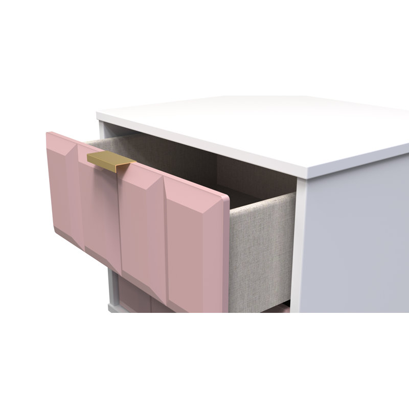 Allem 2 Drawer Bedside Cabinet (Ready Assembled), Kobe Pink/White
