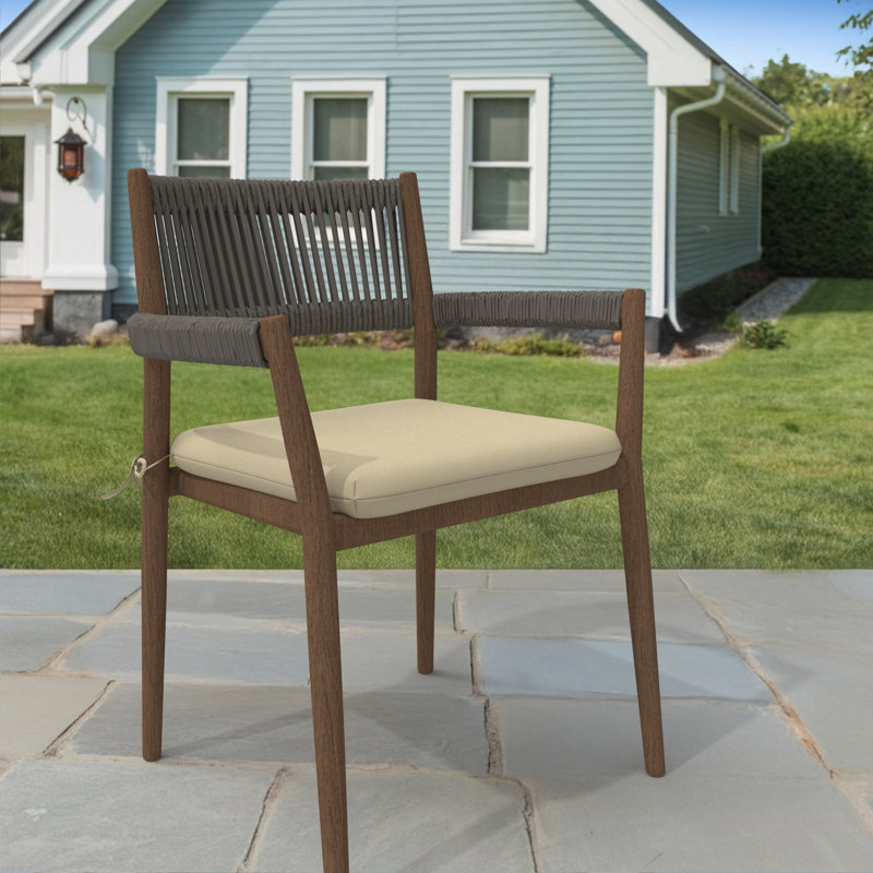Pack of 2, 18x18x3 inch Sunbrella Square Dining Chair Cushions, Crumley Outdoor Chair Cushions, Canvas Antique Beige, 2