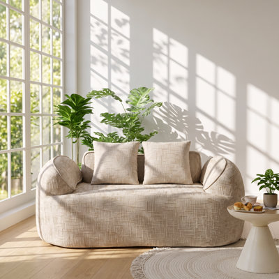 FY Home 66.93" W x 35.83" D x 27.56" H Curved Chenille 2-Seater Loveseat Sofa