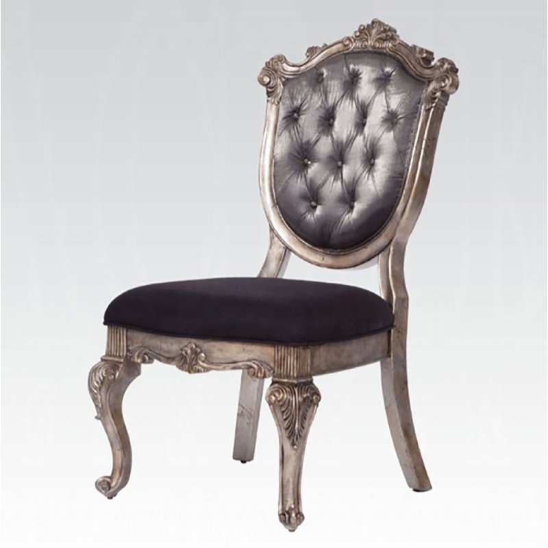 Chaise rembourrée Wensley en gris argent et platine antique
