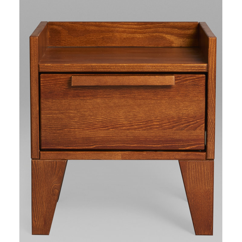 Jovanni 40cm W Solid Wood Bedside Table, Walnut