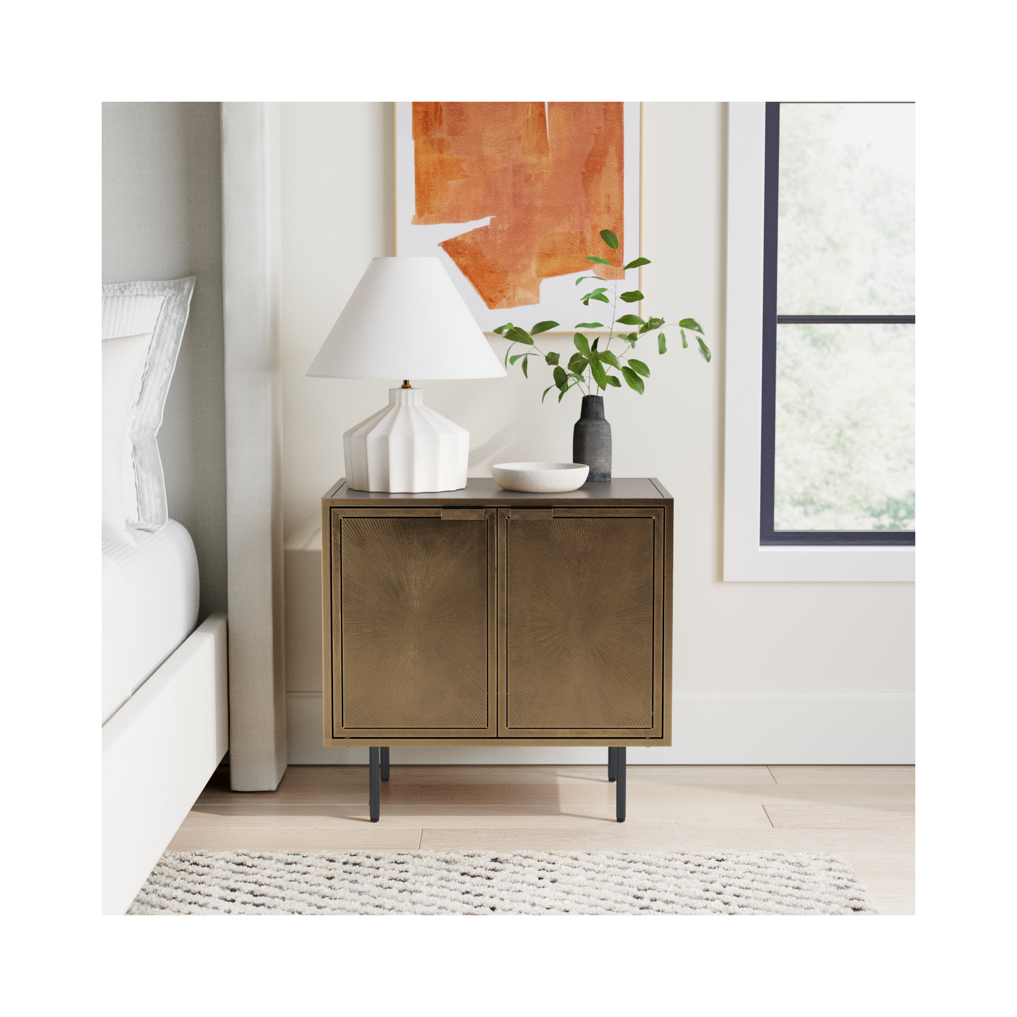Melissa Metal 25" Nightstand, Aged Brass