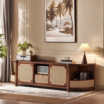 Meuble télé en rotin antique