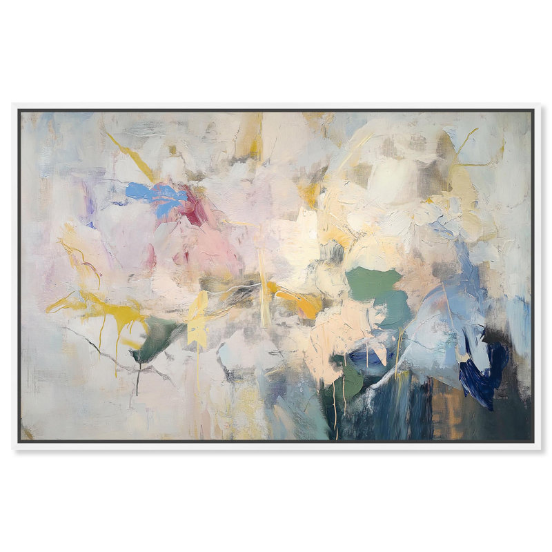 Toile parfaite situation pastel, art abstrait par Art Remedy, Cadre blanc, H 21 po x l 31 po