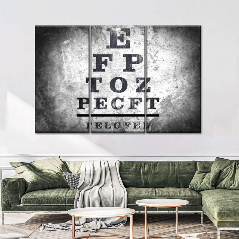 Impression sur toile, test de optométrie, H 45 po x l 28 po x P 1,25 po